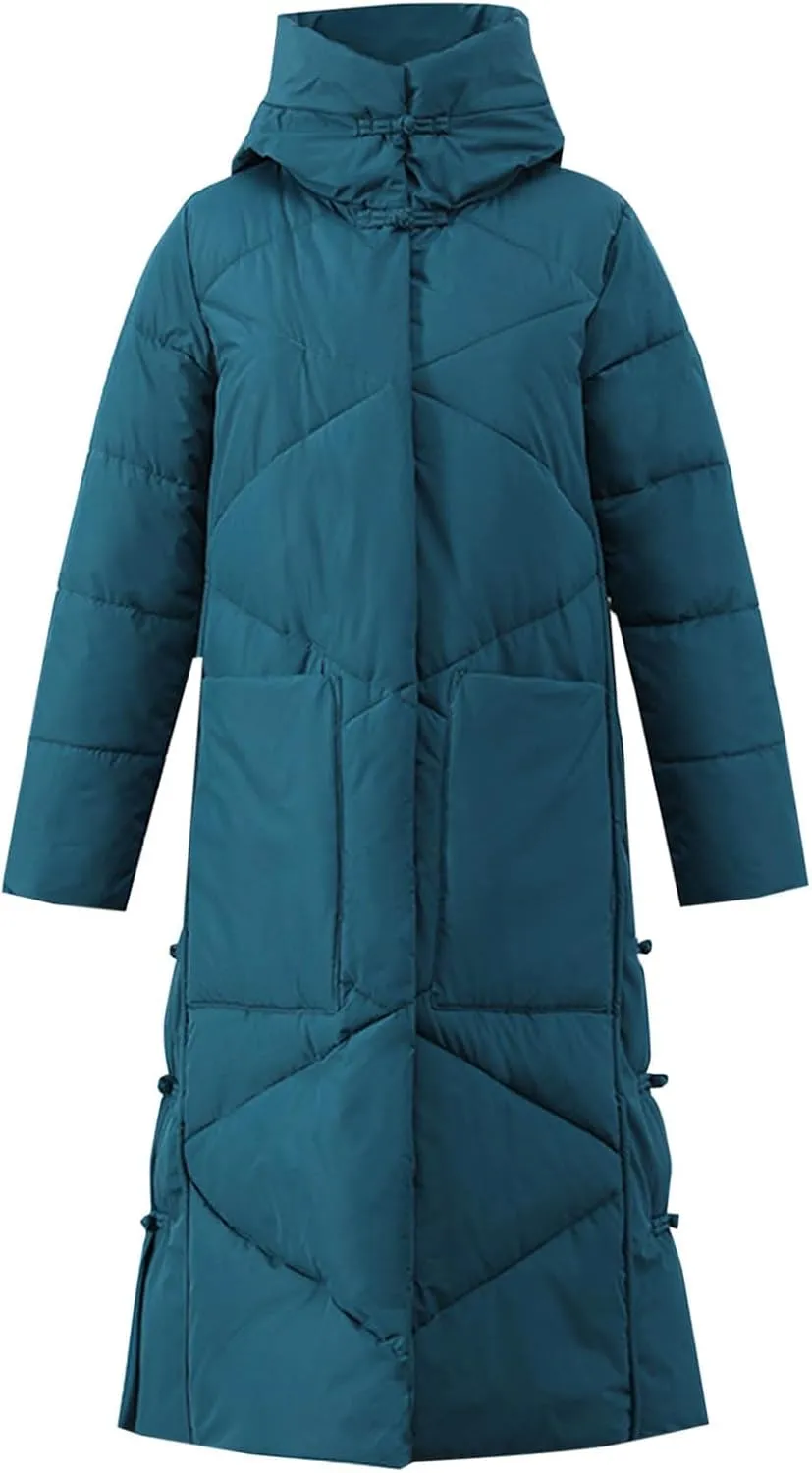 Women's Winter Thicken Puffer Coat Warm Snow Jacket with Hood Simple Classic Down Coats Parka Casual Work Clothes