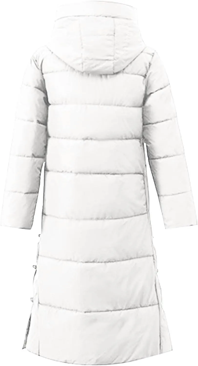 Women's Winter Thicken Puffer Coat Warm Snow Jacket with Hood Simple Classic Down Coats Parka Casual Work Clothes