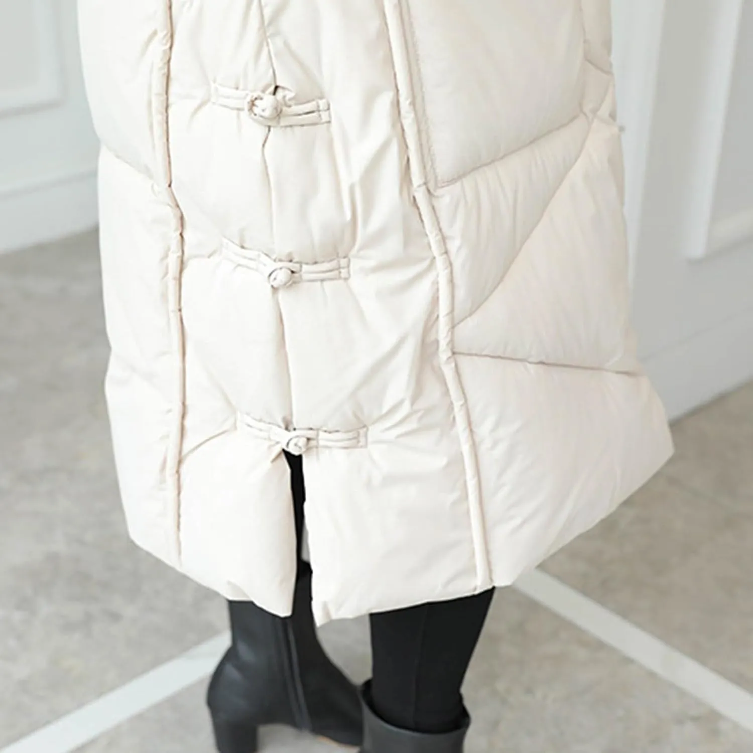 Women's Winter Thicken Puffer Coat Warm Snow Jacket with Hood Simple Classic Down Coats Parka Casual Work Clothes