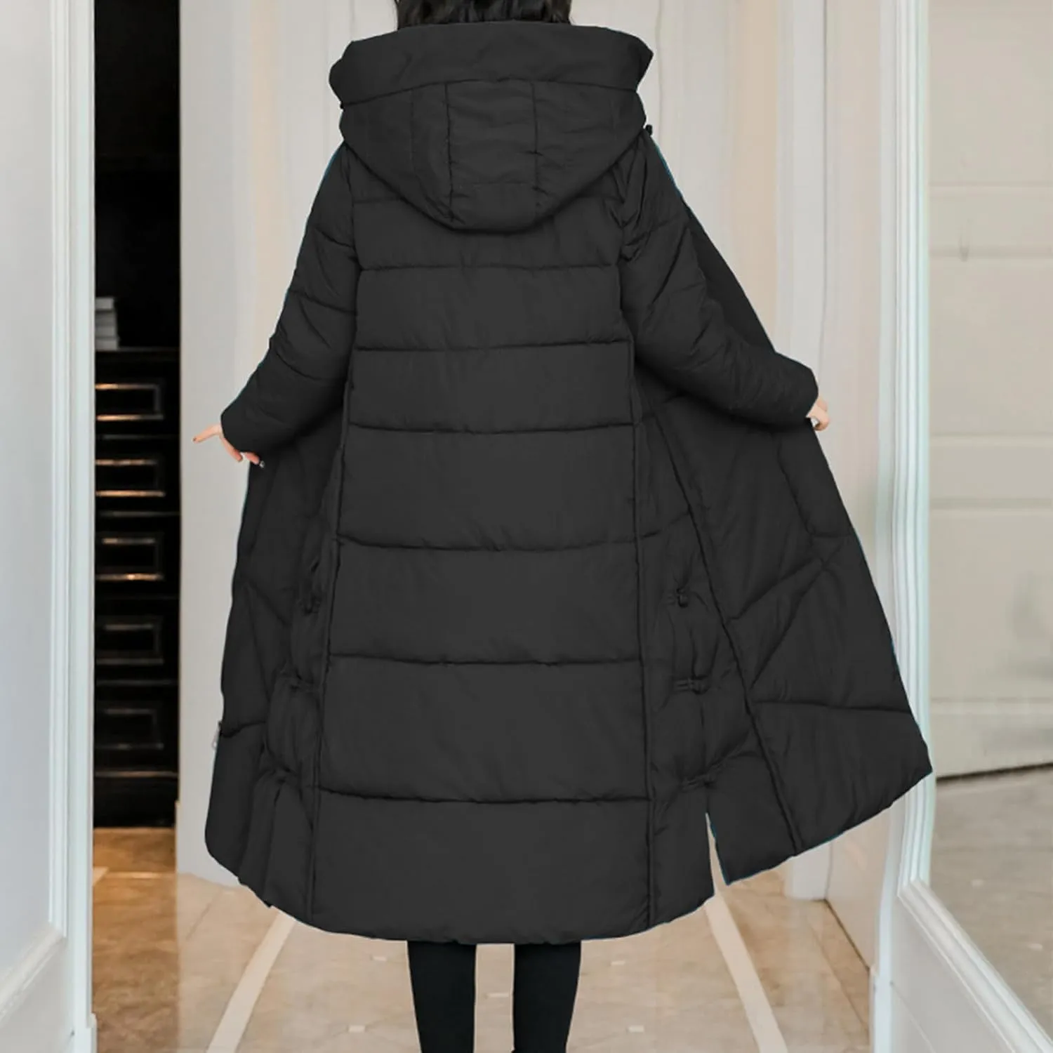 Women's Winter Thicken Puffer Coat Warm Snow Jacket with Hood Simple Classic Down Coats Parka Casual Work Clothes
