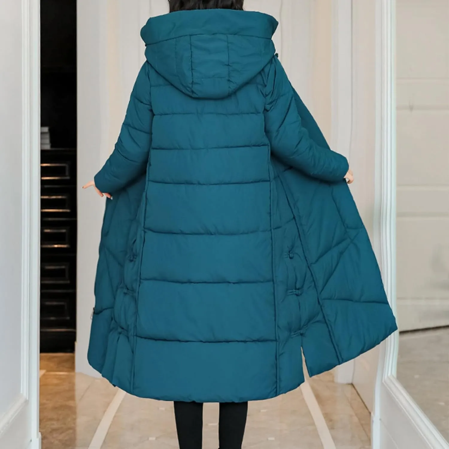 Women's Winter Thicken Puffer Coat Warm Snow Jacket with Hood Simple Classic Down Coats Parka Casual Work Clothes