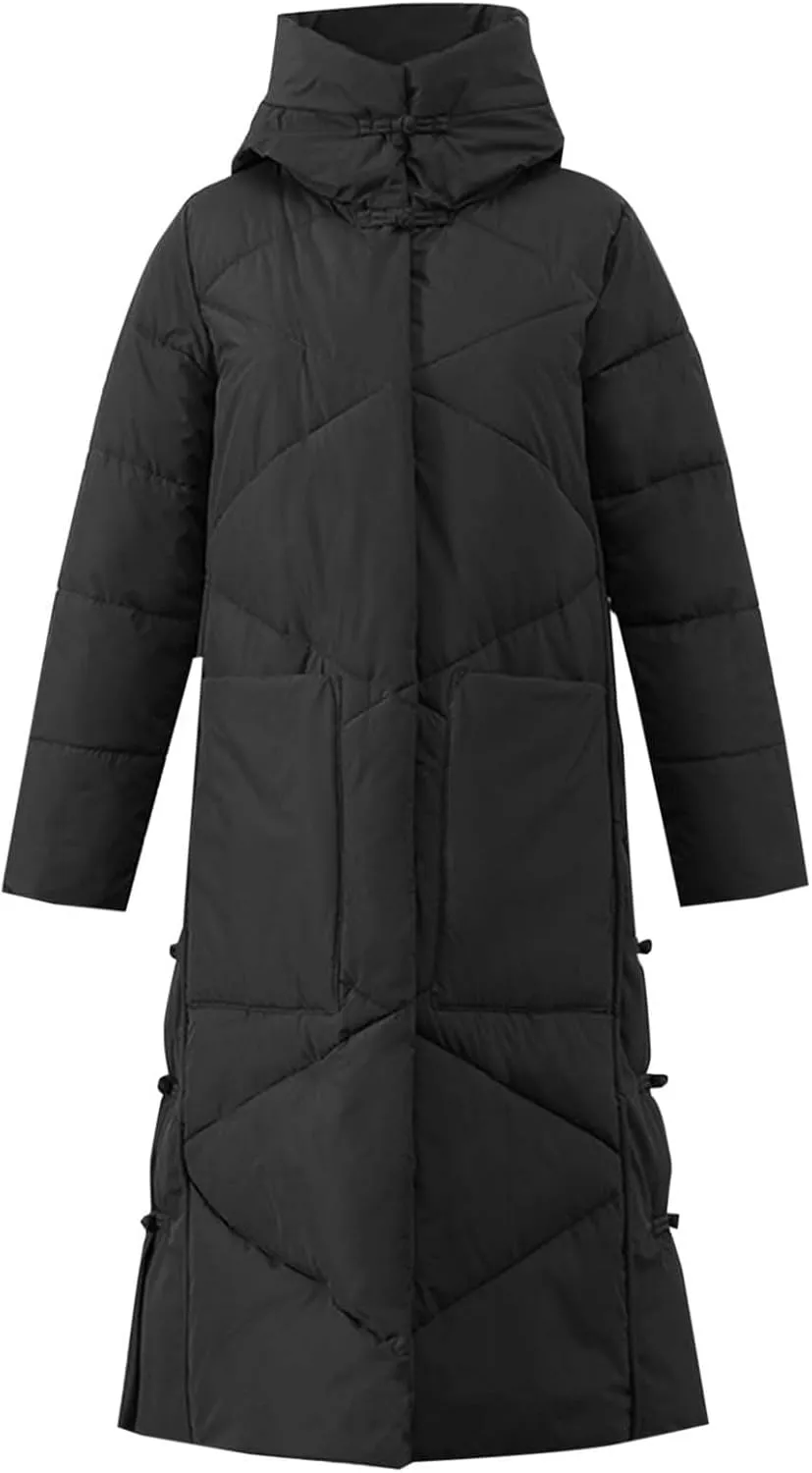 Women's Winter Thicken Puffer Coat Warm Snow Jacket with Hood Simple Classic Down Coats Parka Casual Work Clothes