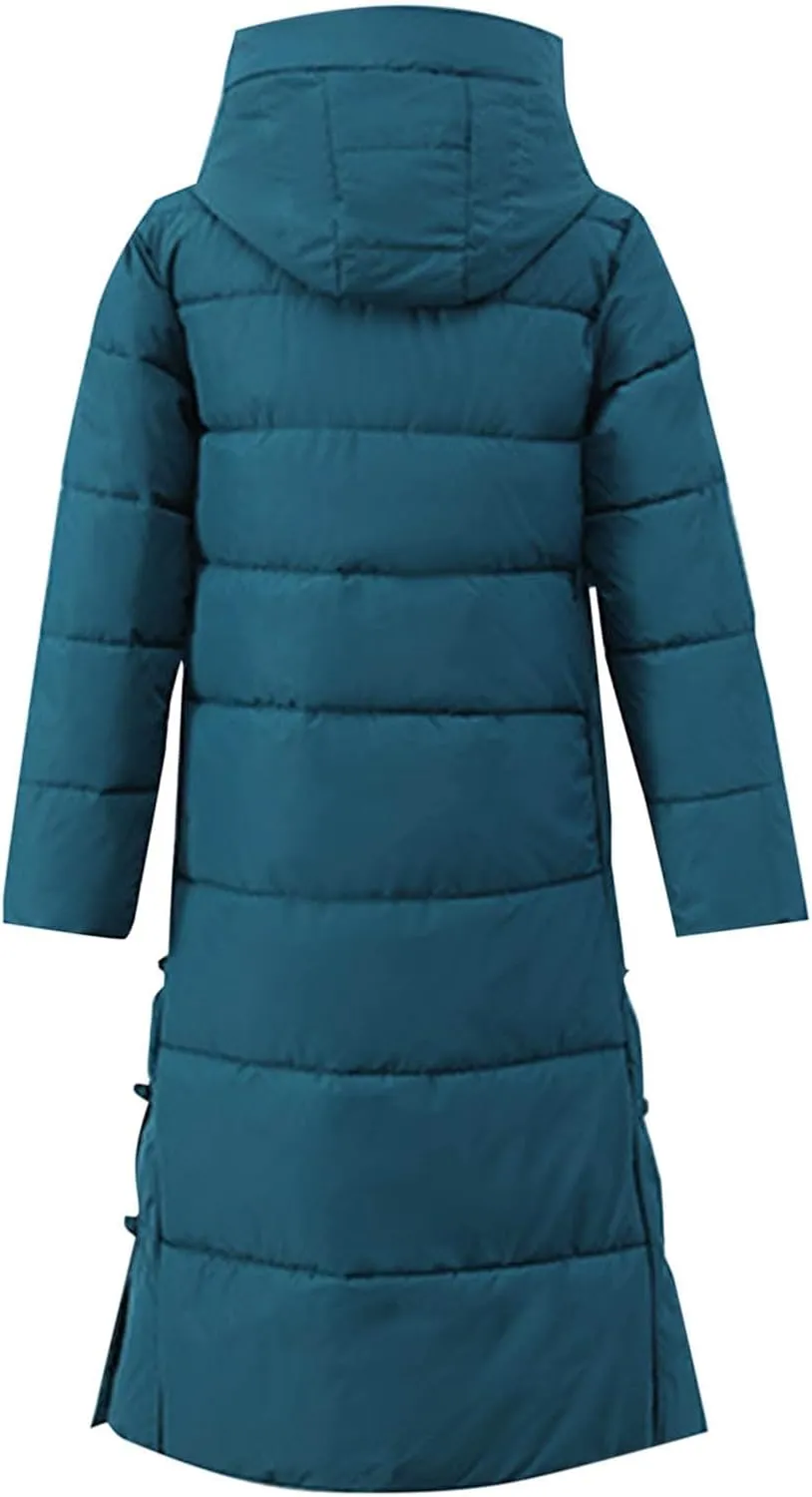Women's Winter Thicken Puffer Coat Warm Snow Jacket with Hood Simple Classic Down Coats Parka Casual Work Clothes