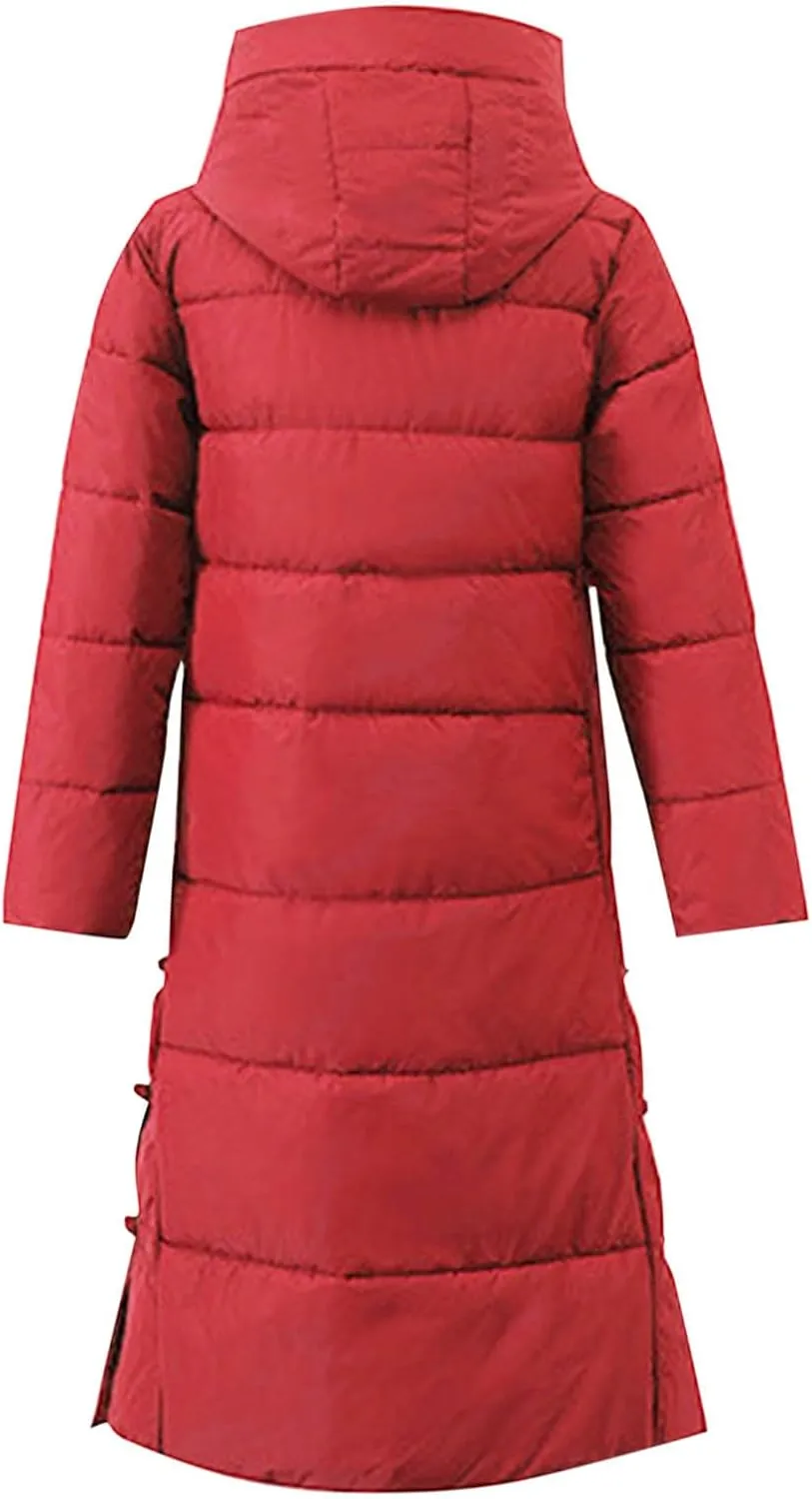 Women's Winter Thicken Puffer Coat Warm Snow Jacket with Hood Simple Classic Down Coats Parka Casual Work Clothes