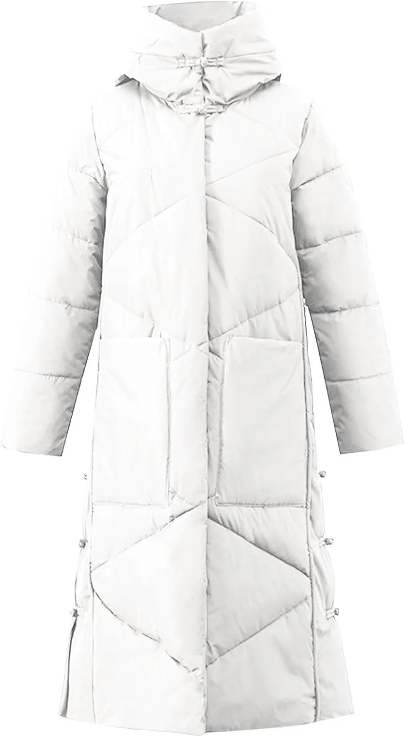 Women's Winter Thicken Puffer Coat Warm Snow Jacket with Hood Simple Classic Down Coats Parka Casual Work Clothes