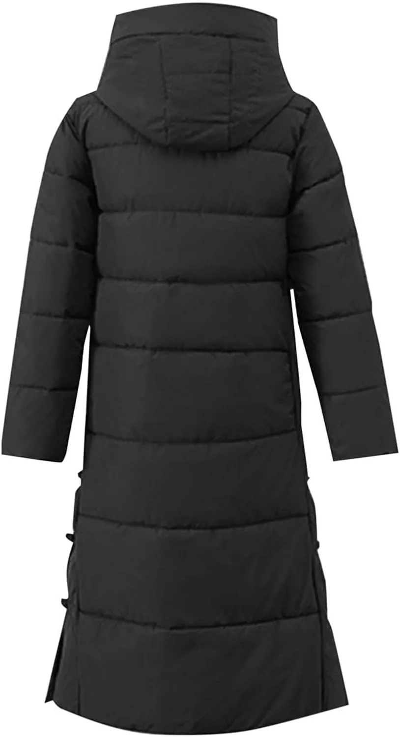 Women's Winter Thicken Puffer Coat Warm Snow Jacket with Hood Simple Classic Down Coats Parka Casual Work Clothes
