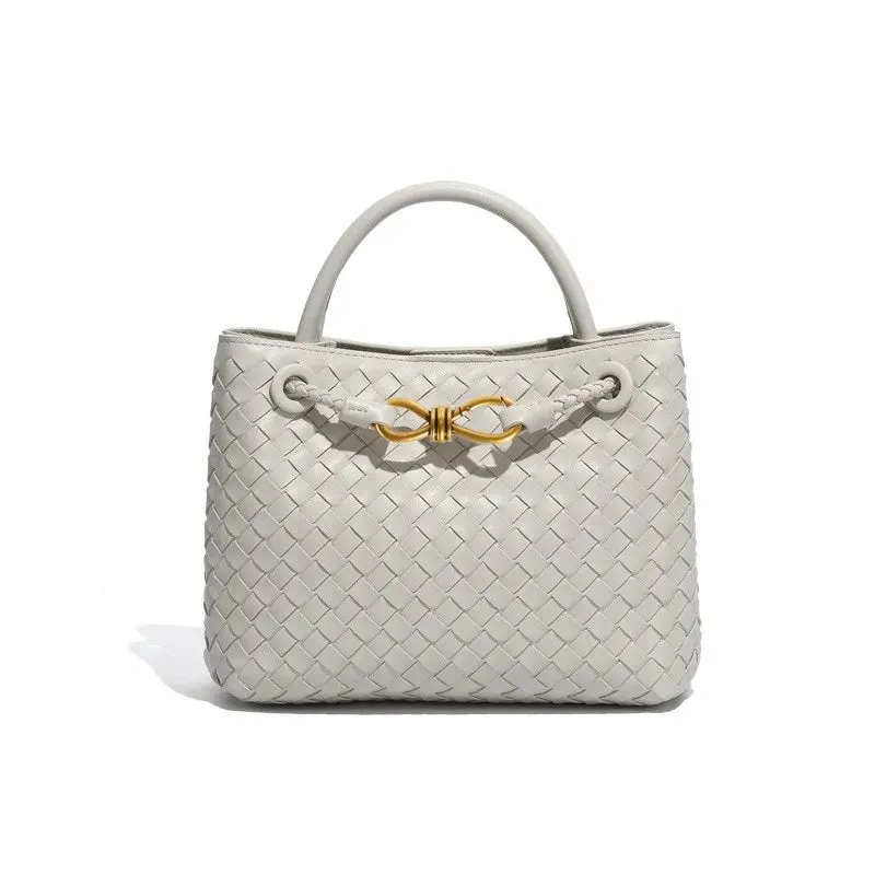 Woven Bags for Women Bowknot Small Tote Hobo Shoulder Crossbody Bags PU Leather Handwoven Satchel Woven Purses